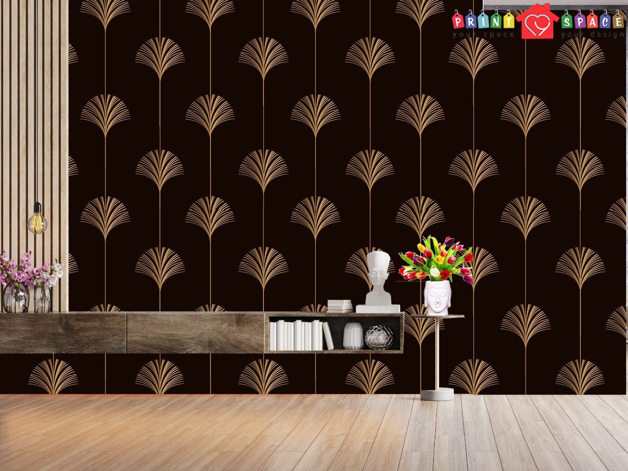 Art Deco Black Gold Geometric Wallpaper Traditional Non Woven | Etsy