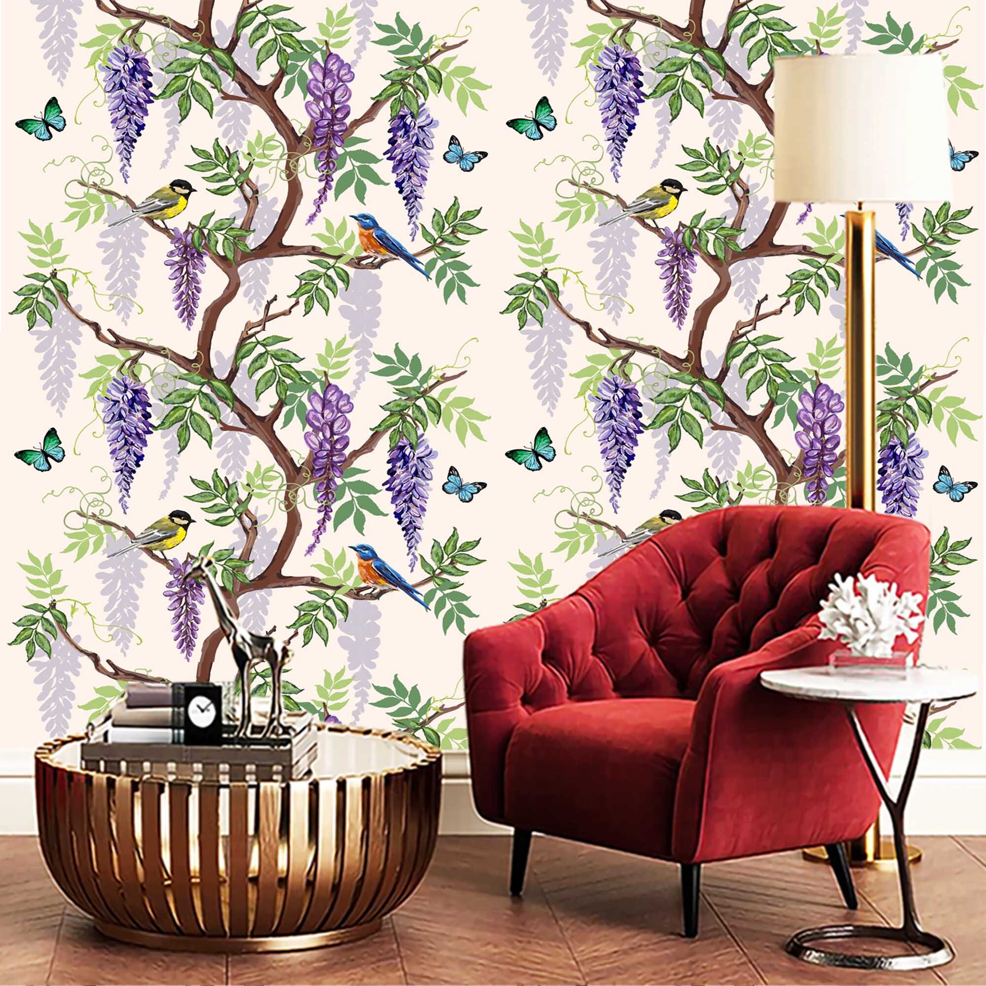 Chinoiserie Bird Wallpaper Traditional Wallpaper or Removable | Etsy