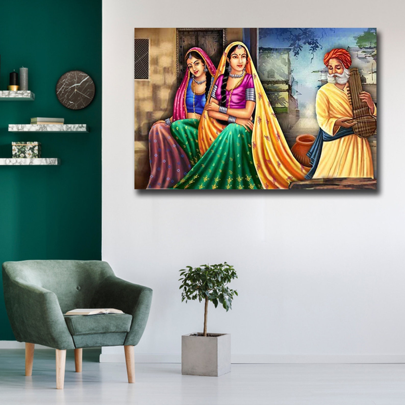 India Rajasthani Village Canvas Wall Art Painting Canvas Art Etsy