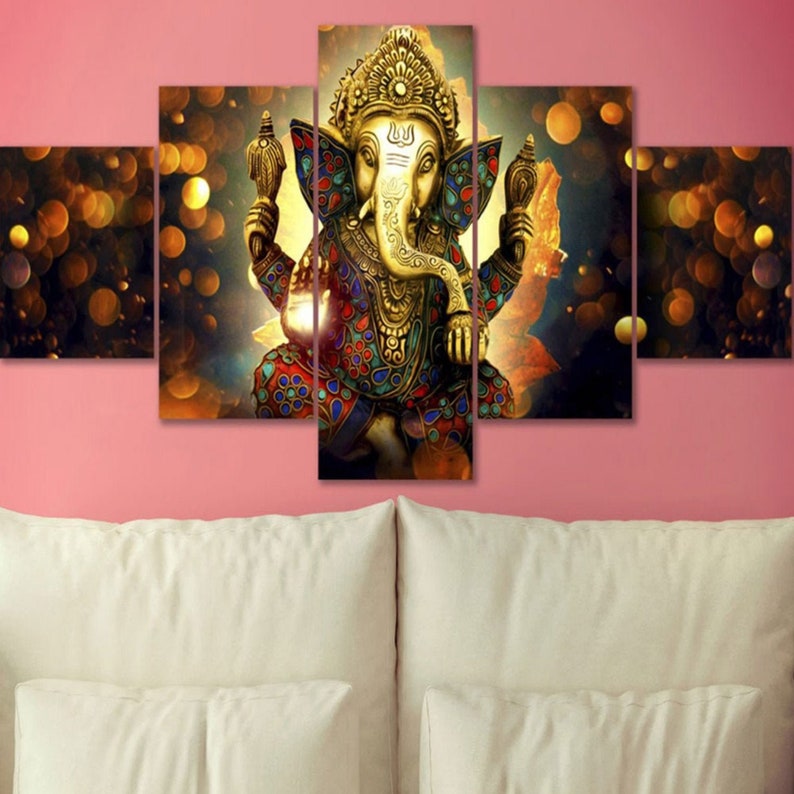 Large 5 feet Lord Ganesha Canvas Wall Art Hindu Spiritual Etsy