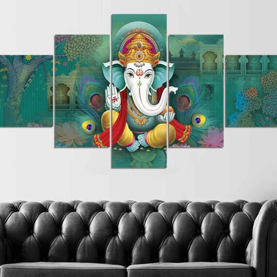 Lord Ganesha Hindu Spiritiual Canvas Art Canvas Wall Art Etsy
