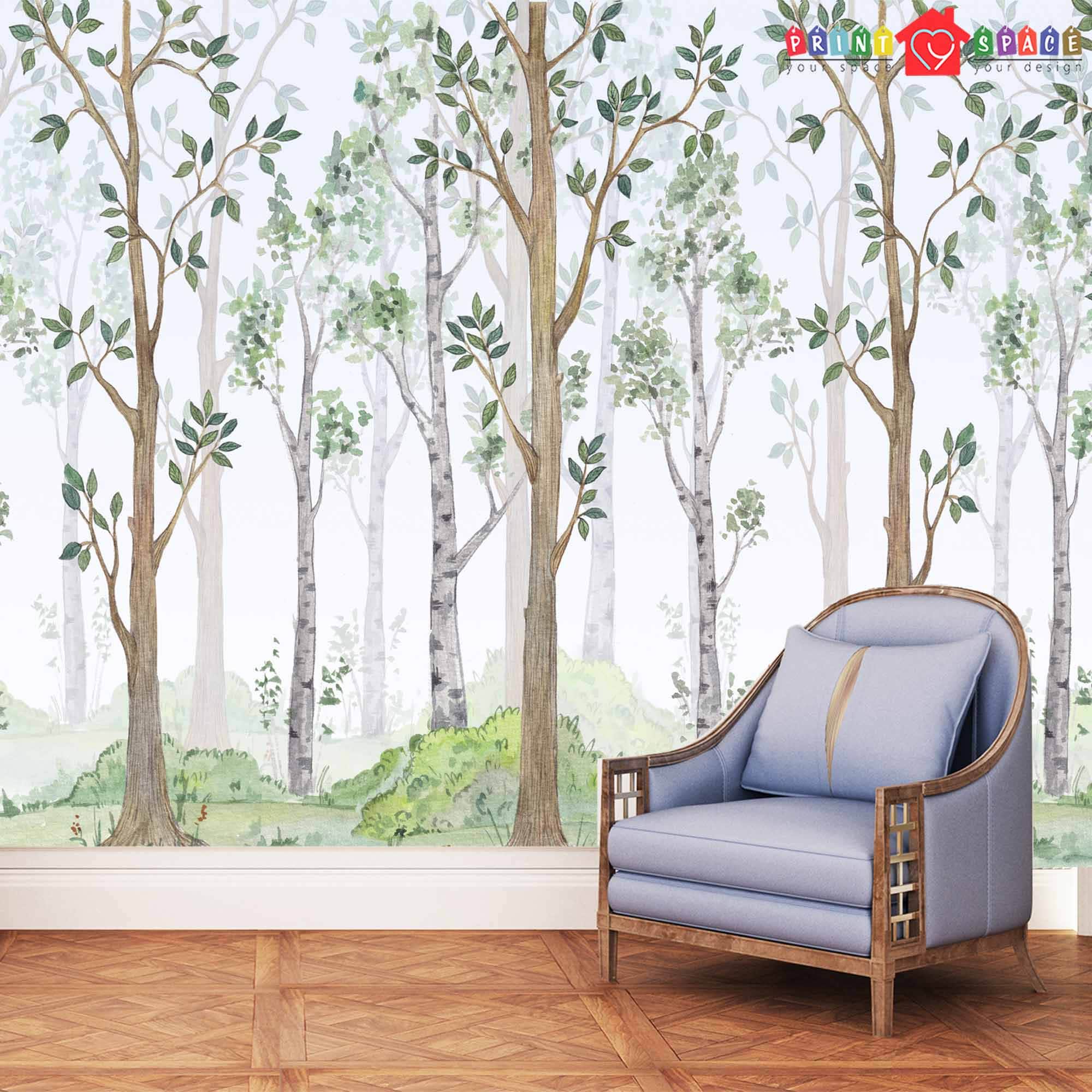 Birch Tree Bedroom Wall Decor Traditional or Removable Peel Etsy