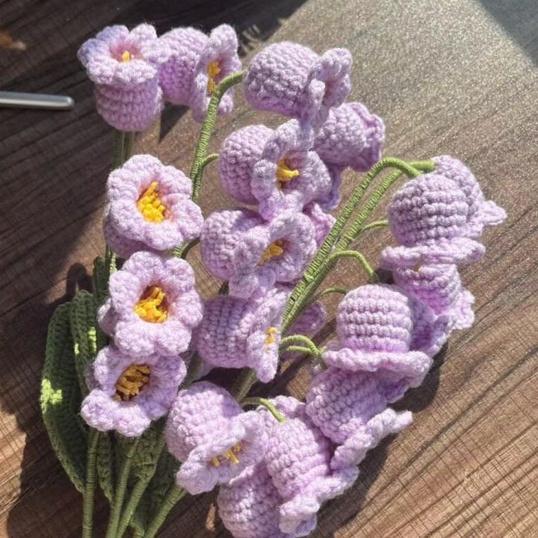 Crochet Handmade Knitted Flower Bell Orchid Crochet Flower Gift for Mom