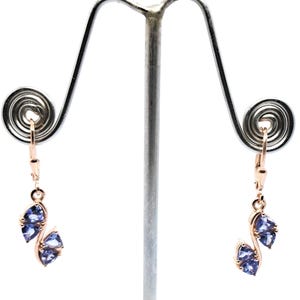 Violet Tanzanite Lever Back Earrings: Sterling Silver Dangle