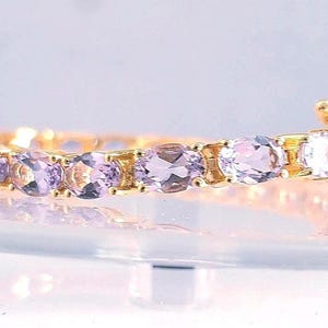 Pulsera de tenis de amatista Rose De France en oro amarillo sobre plata de ley, regalo de cumpleaños, regalo de novia, regalo de aniversario, regalo del Día de la Madre.
