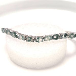 Natural Moss Agate Tennis Bracelet, Platinum Over Sterling Silver