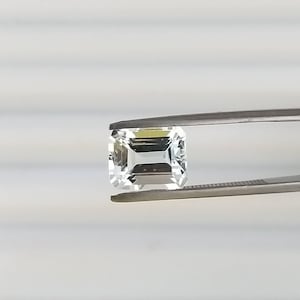 Natural goshenite emerald cut faceted loose gemstone colorless  beryl faceted gemstone for ring earring pendant size 9x7x5 m m