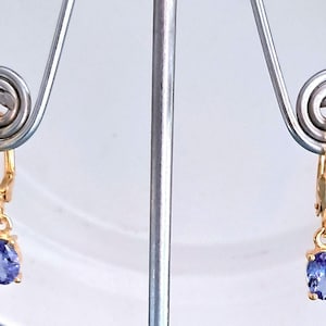 Tanzanite Lever Back Earrings: Oval, Gold Over Sterling Silver