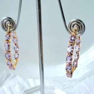 Aros de amatista Rose De France en oro rosa vermeil sobre plata de ley, aros de amatista rosa, regalo para novia, regalo de aniversario
