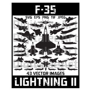 F-35 Lightning Clipart Jet Bundle – Military Aviation Art, SVG PNG (Digital Download)
