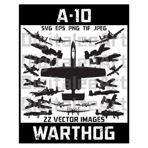 A-10 Thunderbolt (Warthog) Clipart – Military Aviation Art, SVG EPS PNG (Digital Download)
