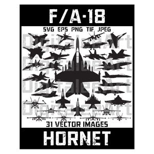 F-18 Hornet Clipart – Military Aviation Art, SVG EPS PNG (Digital Download)
