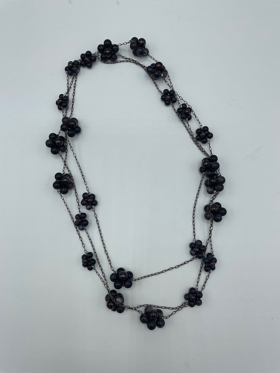 Artisan goldstone garnet flower bead chain necklac