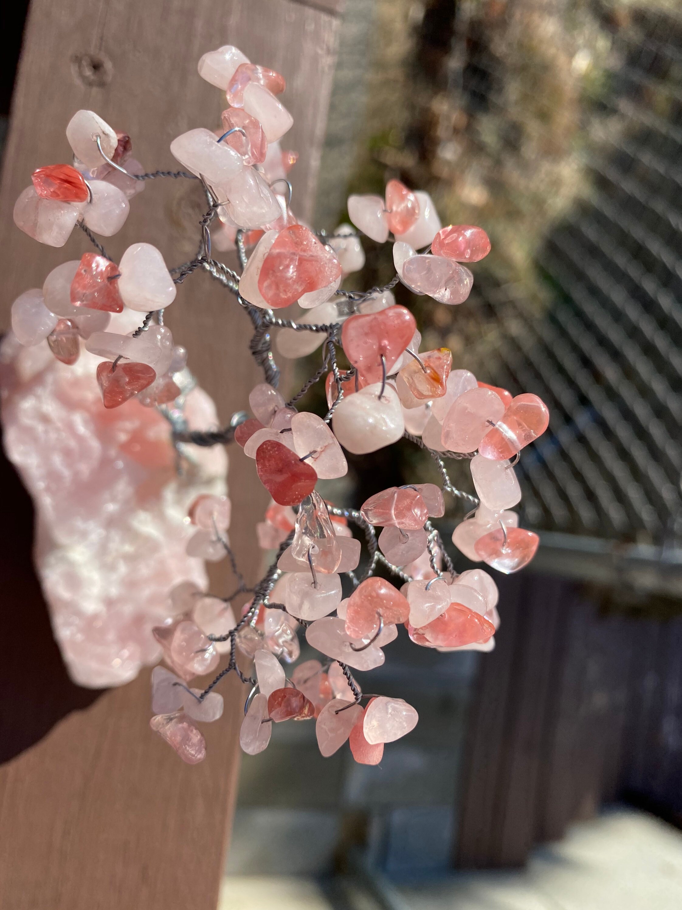 Cherry Blossom Rose Quartz Gem Tree Tree of Life Crystal