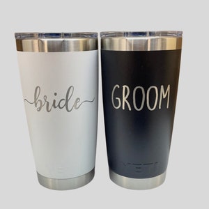 Wedding YETI, Personalized 20 oz YETI, Custom Stainless Steel YETI, Custom Logo Yeti, Bridesmaid, Groomsmen, Wedding Gift, Customize Yeti