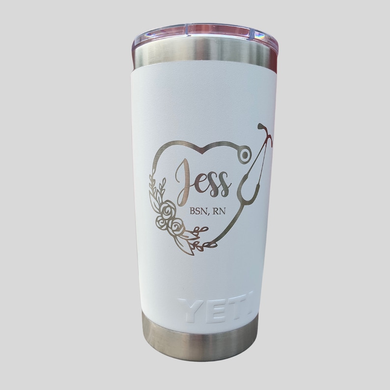 Nurse YETI, Personalized 20 oz YETI, Custom Stainless Steel Yeti, Custom Nurse Yeti, Scrub Life, NICU Nurse, Customize Yeti image 1