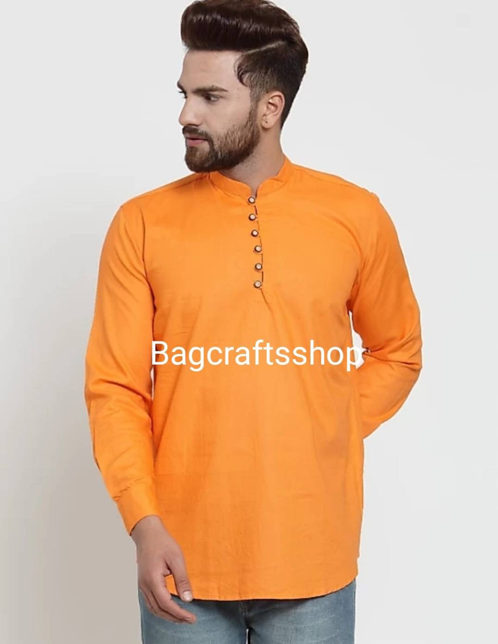 Indian Shirt Kurta Solid Shirt Men Top Tunic Short Kurta Etsy