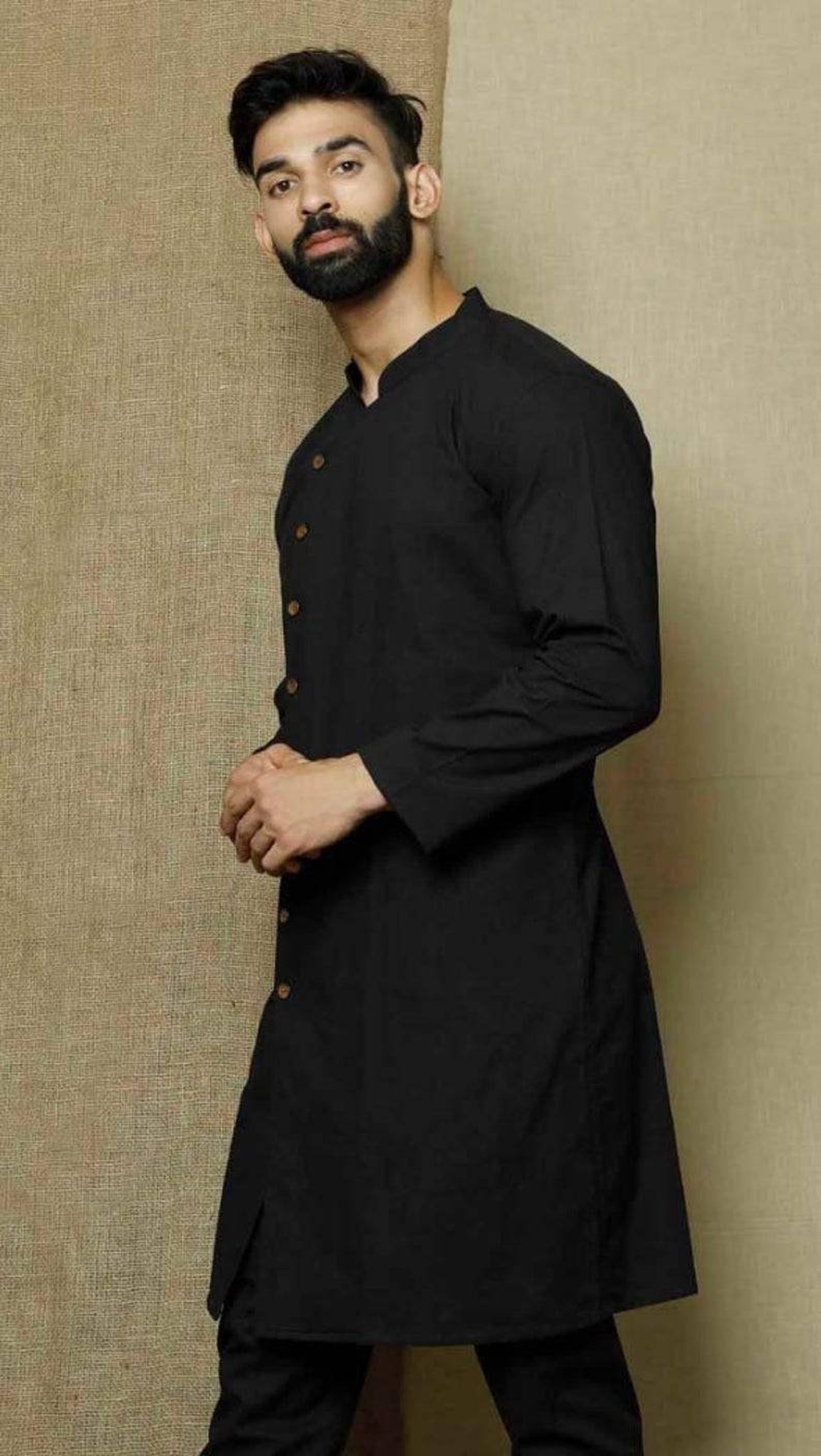 New Indian long pathani Kurta round neck collar simpal look Etsy