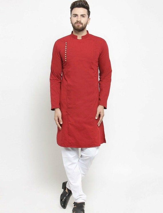 Indian Mens Kurta Men Dress Shirt Wear Cotton Traditional | Etsy