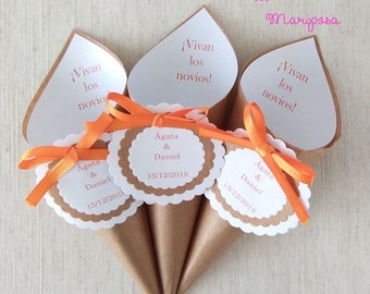 Wedding confetti cones, Wedding rice cones, Wedding guest gift