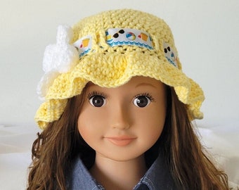 Yellow Crochet Sun Hat, Handmade Custom Beach Bucket hats for girls, Unique birthday gift, Flower hat, Beach accessories, Cute hat - LASONYA