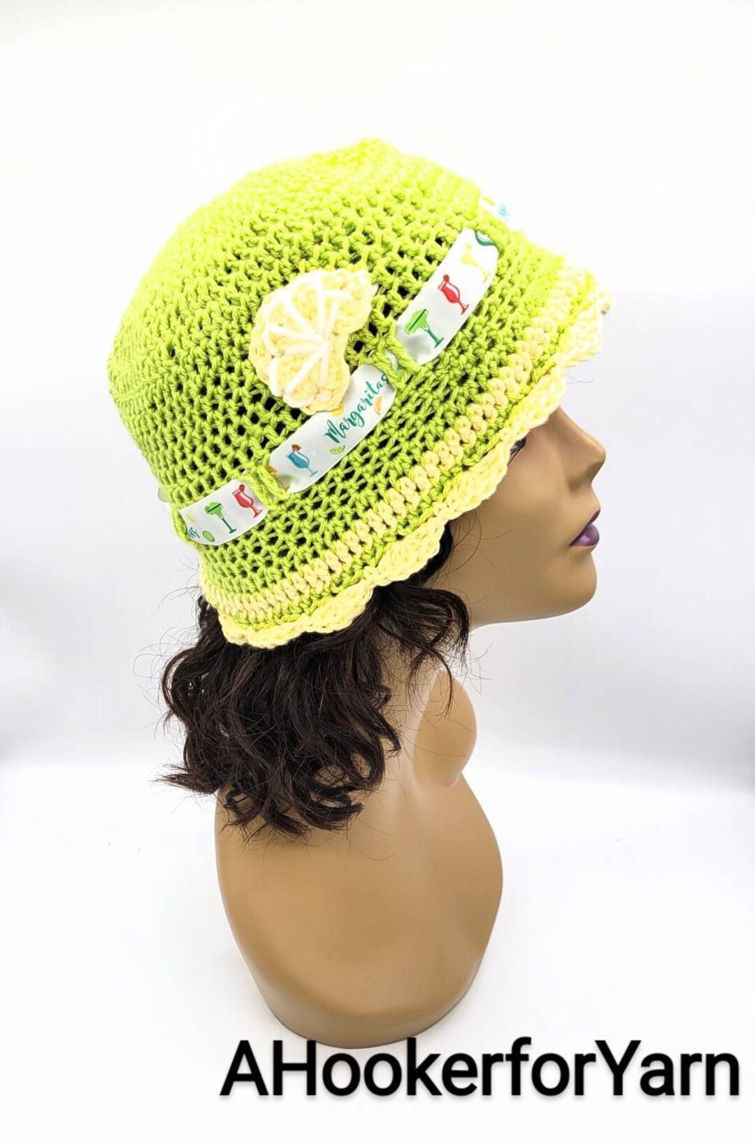 Lime Green Margarita Lover Bucket Hat With Cocktail Print Etsy