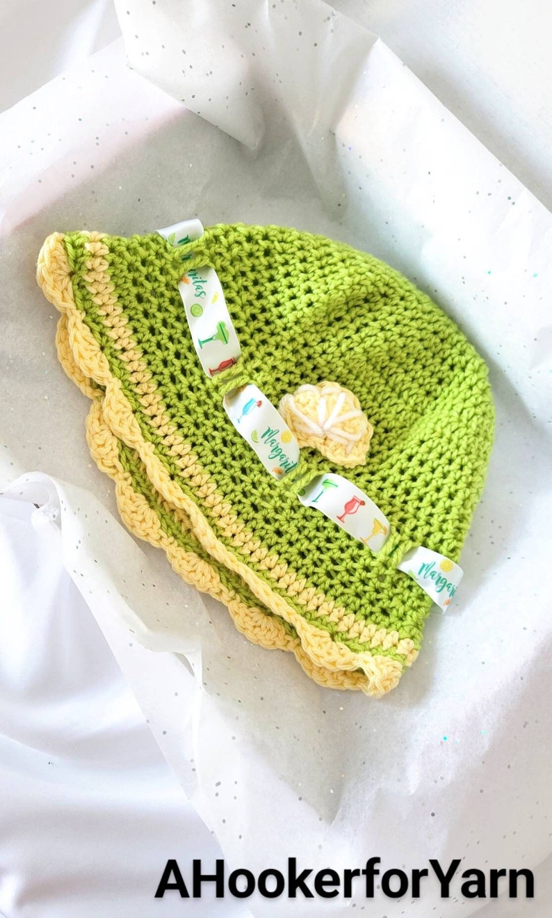 Lime Green Margarita Bucket Hat, Unique 21st Birthday Gift for Friend