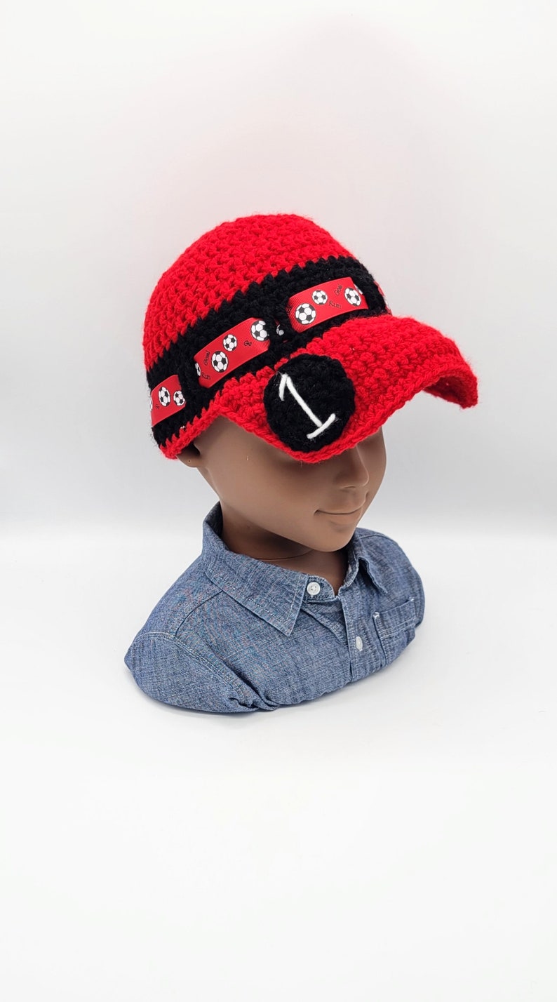 Soccer Baseball Cap Crochet Red Winter Cap Soccer Gift for Etsy