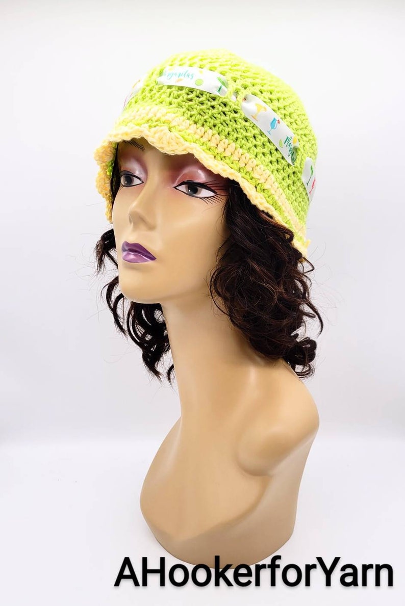 Lime Green Margarita Lover Bucket Hat With Cocktail Print Etsy