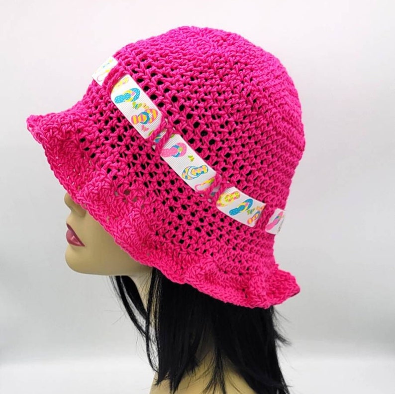 Hot Pink Floppy Beach Hat Crochet Bucket Hat Summer Sun Hat Etsy