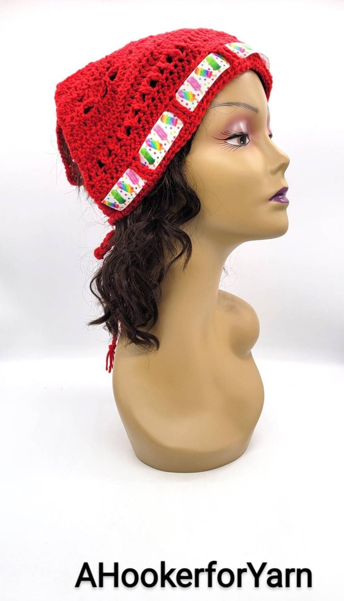 YARA Red Crochet Bandana Hair Scarf Handmade Headscarf Etsy