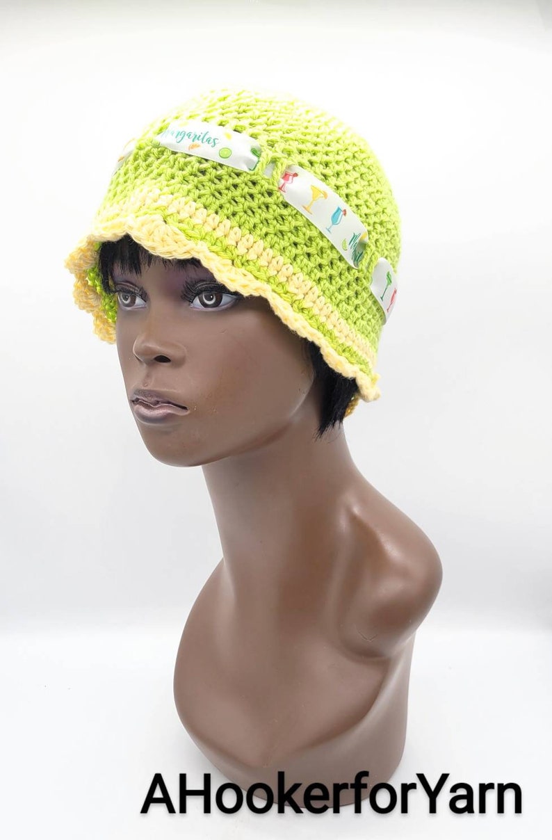 Lime Green Margarita Lover Bucket Hat With Cocktail Print Etsy