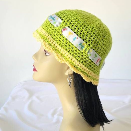 Lime Green Margarita Bucket Hat, Unique 21st Birthday Gift for Friend
