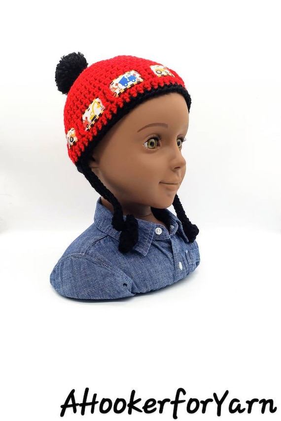 ZACH Red Crochet Monster Truck Beanie 