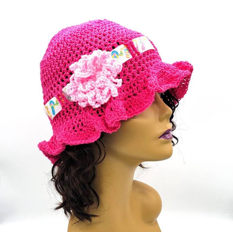 Hot Pink Floppy Beach Hat Crochet Bucket Hat Summer Sun Hat Etsy