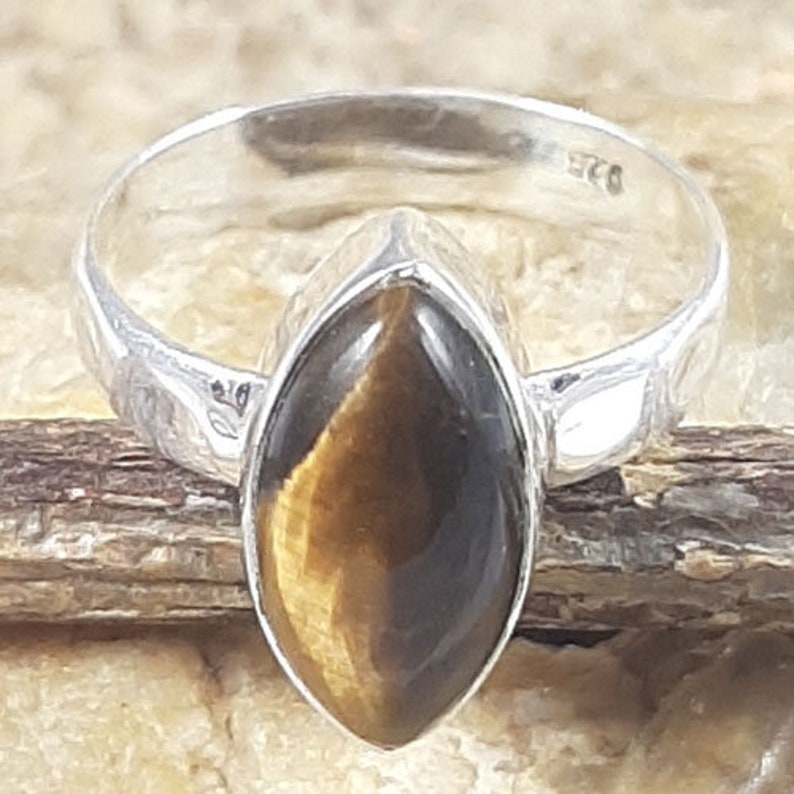 Silver Tiger Eye Ring Tiger Eye Ring Brown Tiger Eye Gemstone Ring Sterling silver Ring gemstone jewelry ring gift for her men gifts