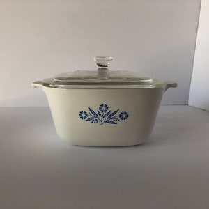 Corning Ware Casserole Dish with lid - 1 3/4 quart - blue and white floral