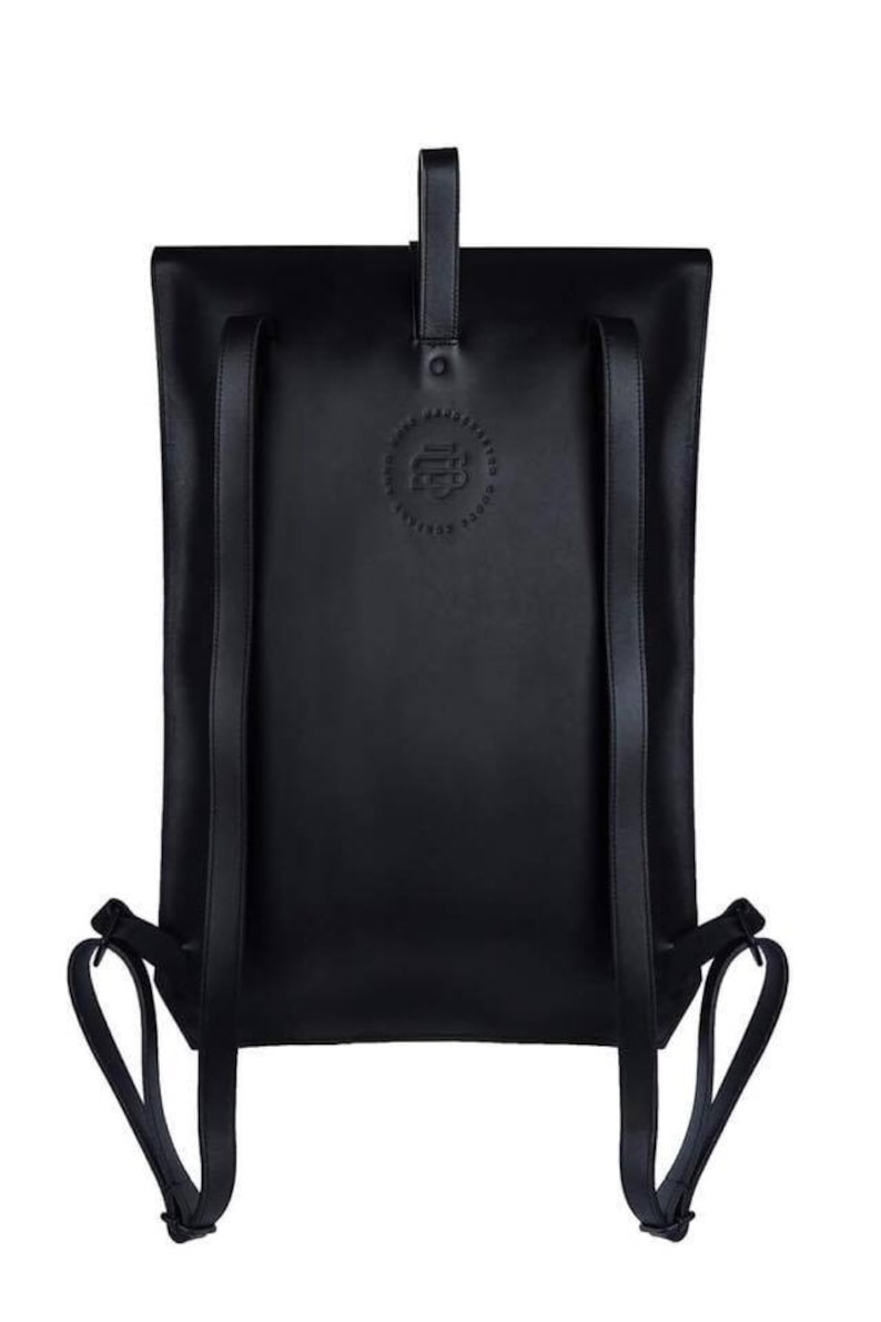 Natural leather backpack purse Women city rucksack Minimalist Black leather bag image 8