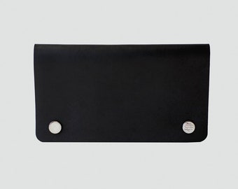 Genuine leather wallet clutch Black leather travel wallet Purse Minimalist iPhone wallet Coin purse C