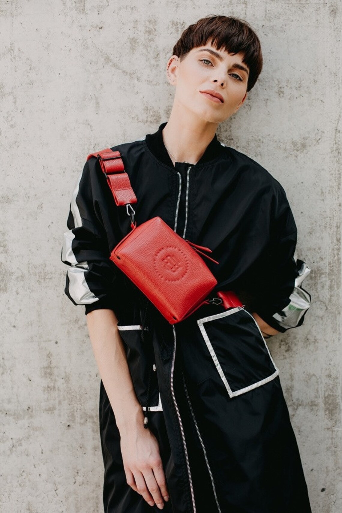 Rectangle Crossbody Bag Purse Wide Strap Genuine Leather Cube | Etsy