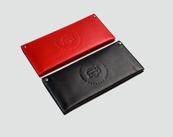 Echtleder Portemonnaie für Frauen Minimalistisches schlankes Leder Portemonnaie Clutch Lange rote Leder Geldbörse Geldbörse Damen Portemonnaie