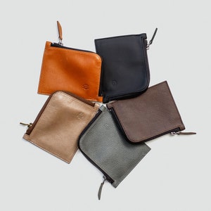 Echtleder Geldbörse Unisex Reißverschluss Brieftasche Minimalistische Geldbörse Reißverschlusstasche Kleine Münztasche