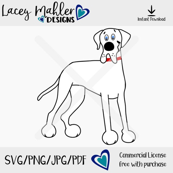 White Great Dane Svg Png Pdf Jpg Download Etsy