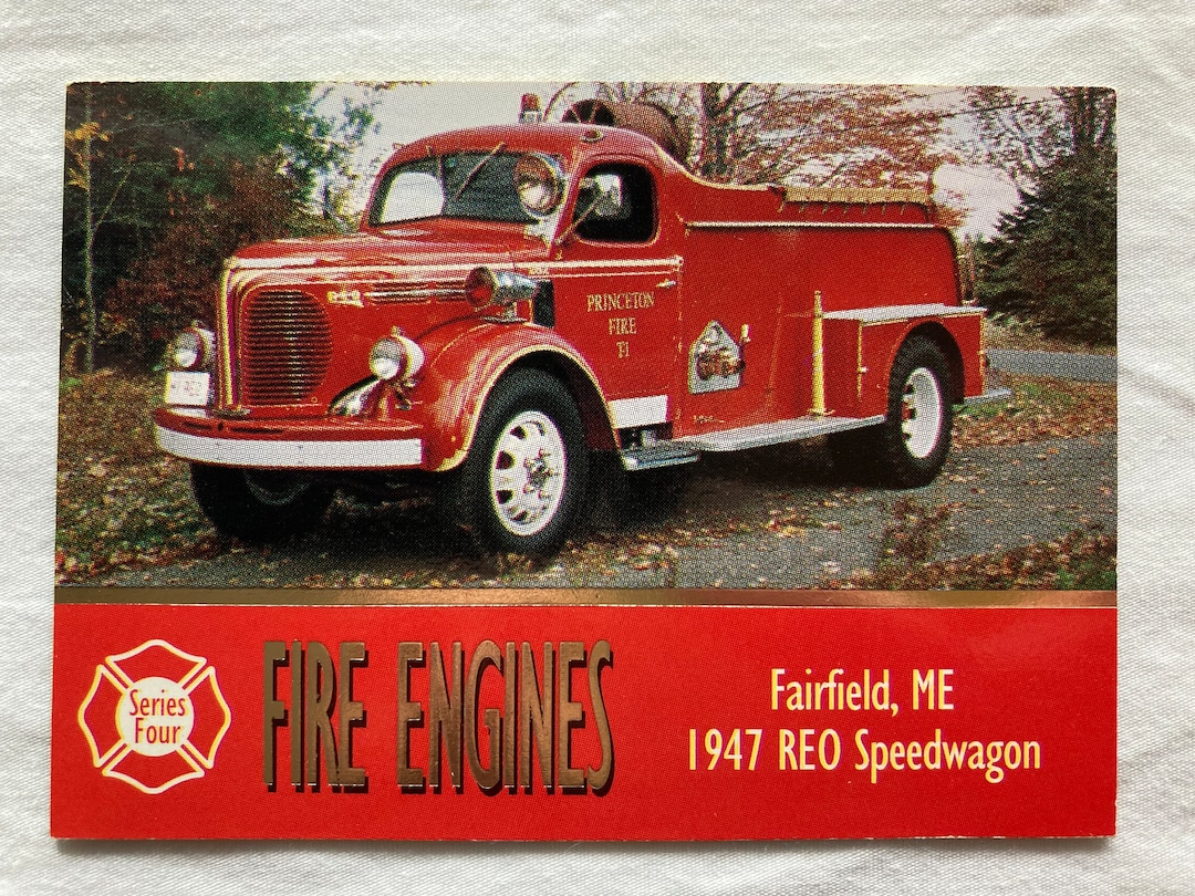 1947 REO Speedwagon Fairfield Maine Fire Truck Trading Card Bon Air