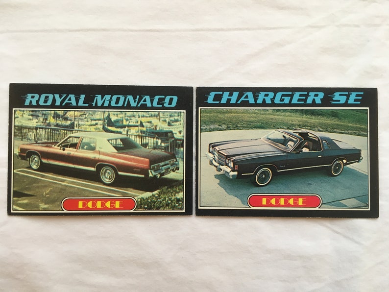 Vintage Dodge Trading Cards Royal Monaco /& Charger SE Topps Autos of 1977