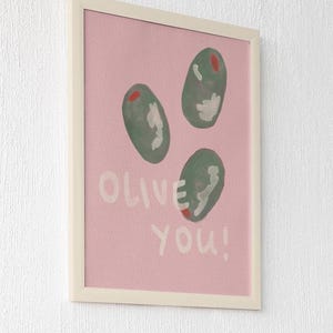 Olive You Watercolor Painting | Vintage Home Decor Gallery Wall Art | Kitchen Food Design | Digital Print | Digital Download