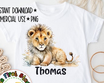 Lindo León PNG Safari Animales Acuarela Sublimación Descarga Digital PNG Uso Comercial Zoológico Animales Bebé León PNG Para Niños Bebé Niño
