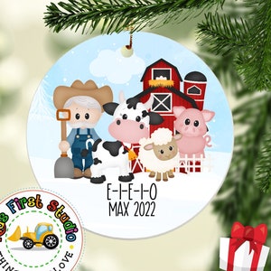 Old Macdonald Nursery Rhyme Ornament Keepsake, Nursery Rhyme Song, Baby Boy Girl First Christmas Ornament Gift, Custom Toddler Ornament