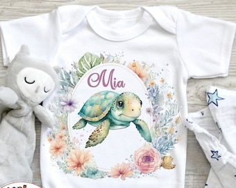 Tortuga marina PNG Animales marinos Acuarela Sublimación Descarga digital Camisa PNG Uso comercial bajo el mar Océano Animales para niños imprimibles