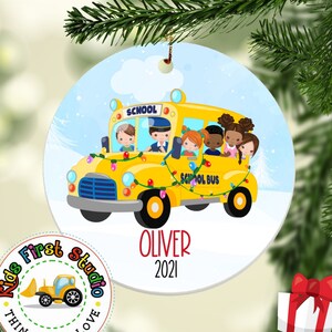 School Bus Christmas Ornament Personalized Yellow School Bus Ornament, Christmas Tree Kids Ornament School Bus For Toddler Babies Keepsake